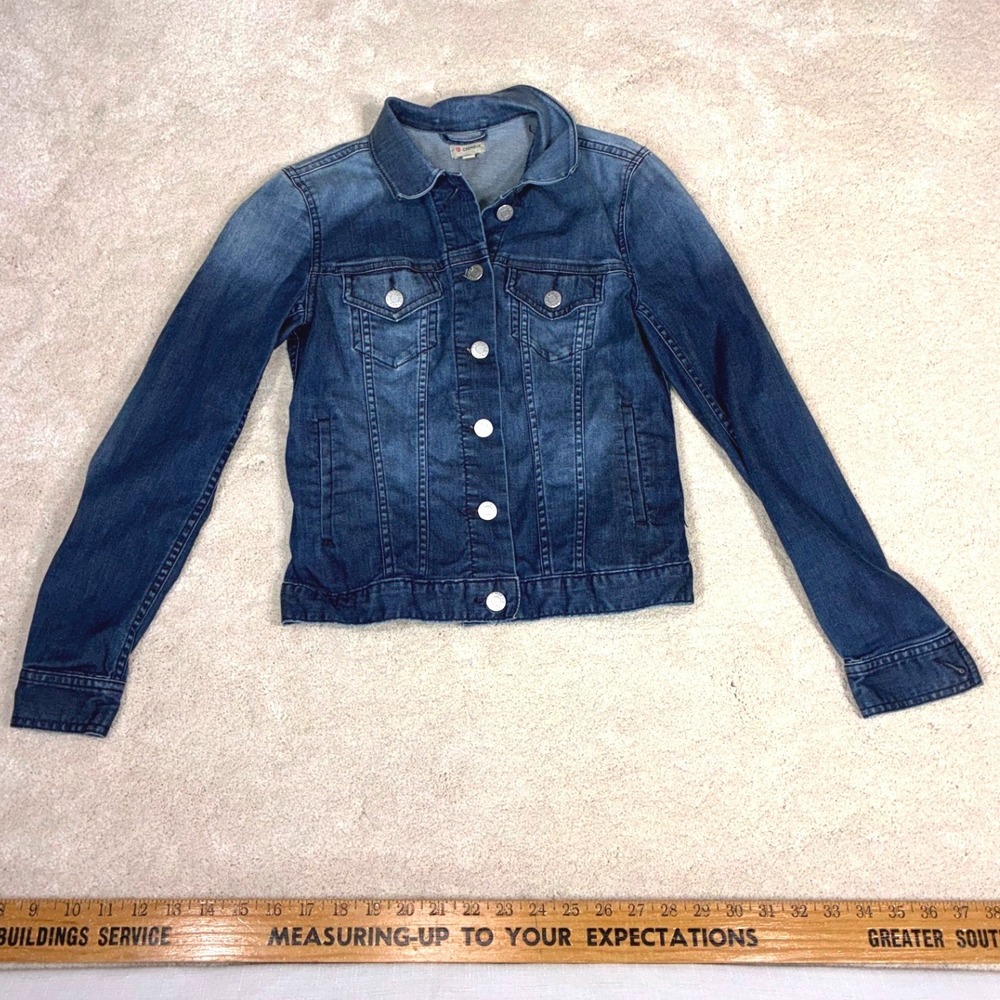 Cremieux Womens XS Denim Jacket Medium Wash Stretch Cotton Lyocell Trucker Blue